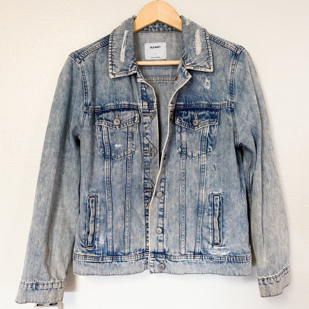 Old Navy Distressed Denim Jacket | Women’s Large